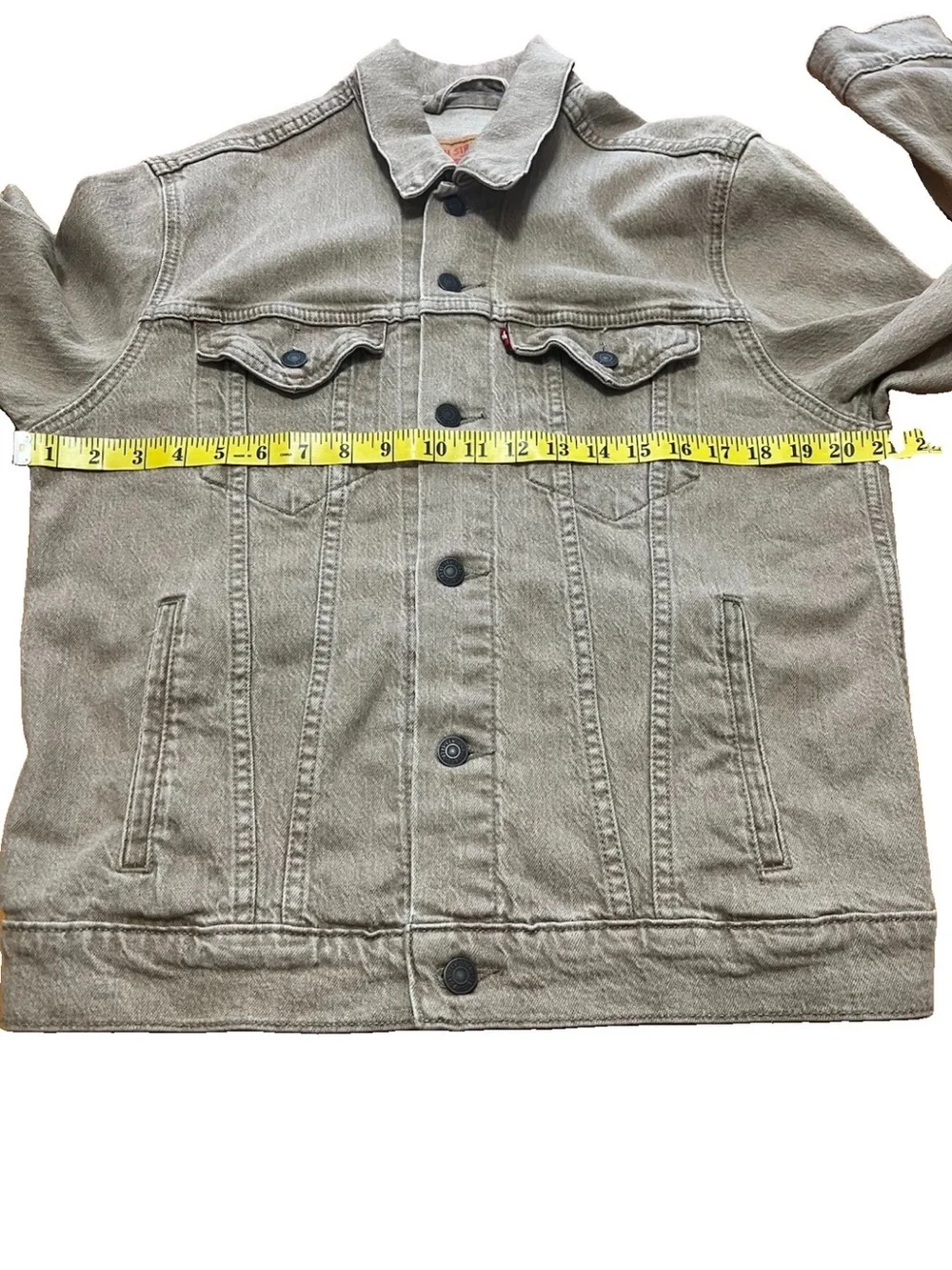 Levi’s 72334 Men's Size M Tan Beige Denim Trucker Jacket Stretch 21x26